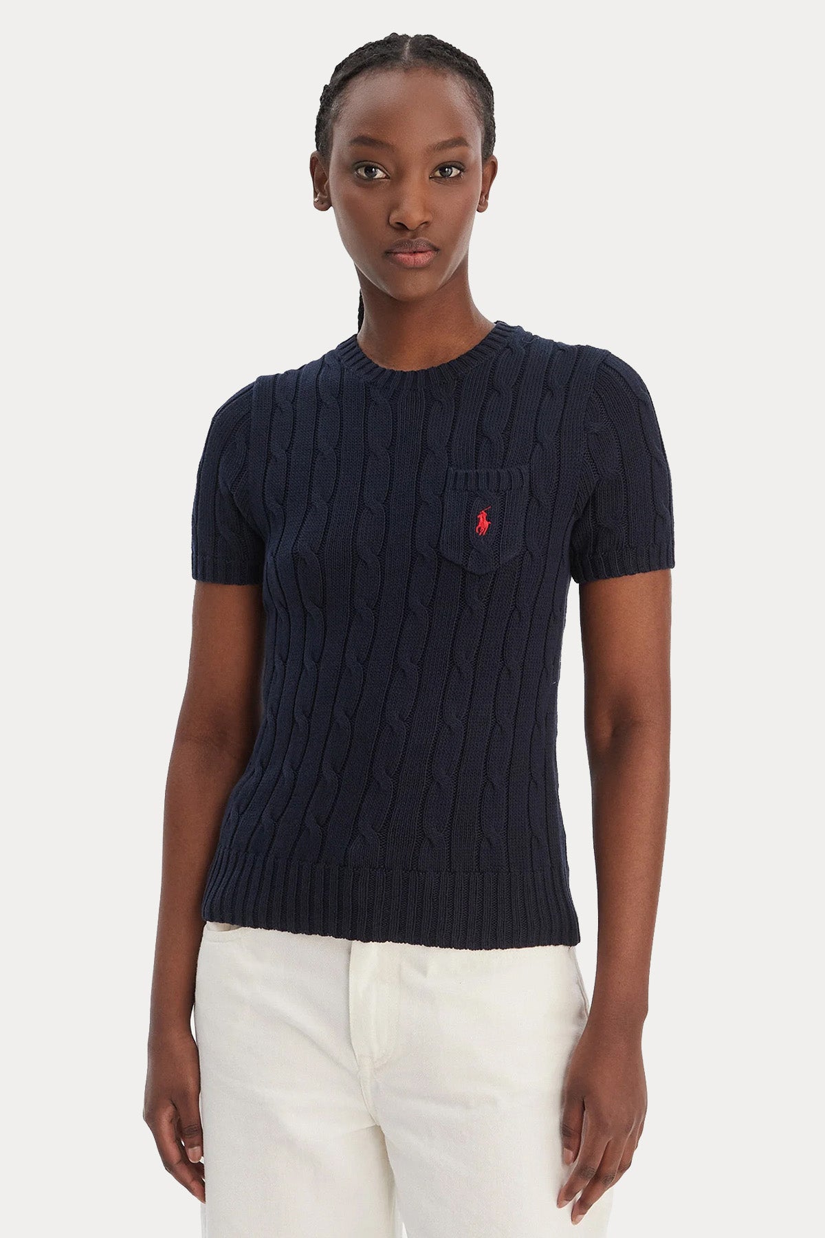 Polo Ralph Lauren Slim Fit Cep Detaylı Saç Örgü Triko