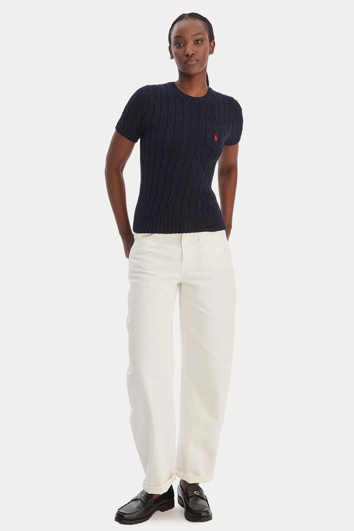 Polo Ralph Lauren Slim Fit Cep Detaylı Saç Örgü Triko