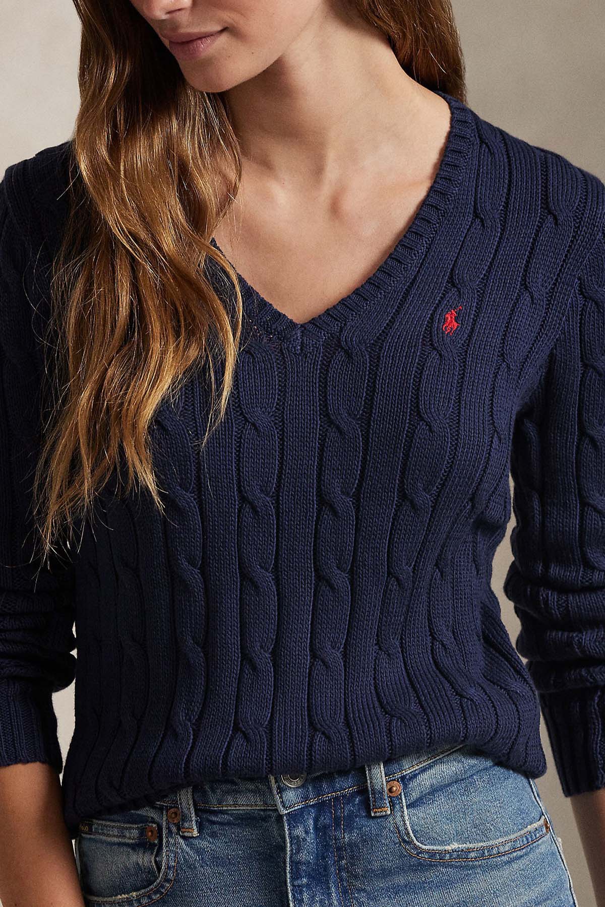 Polo Ralph Lauren Slim Fit V Yaka Saç Örgü Triko