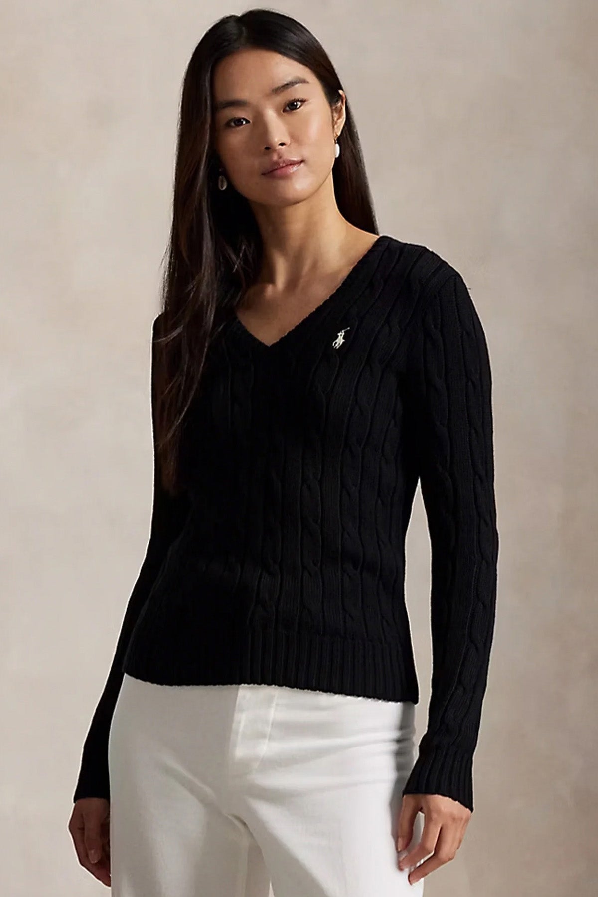 Polo Ralph Lauren Slim Fit V Yaka Saç Örgü Triko