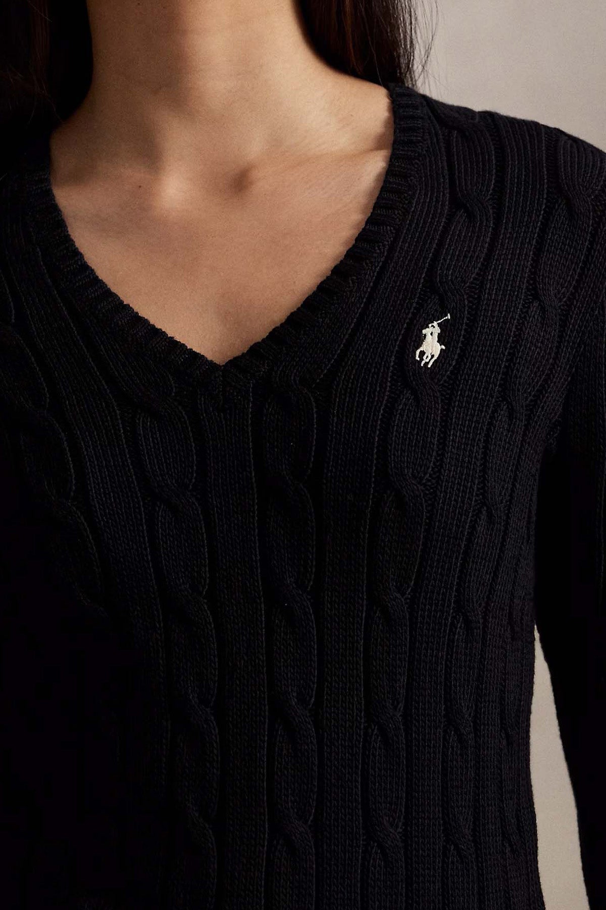 Polo Ralph Lauren Slim Fit V Yaka Saç Örgü Triko