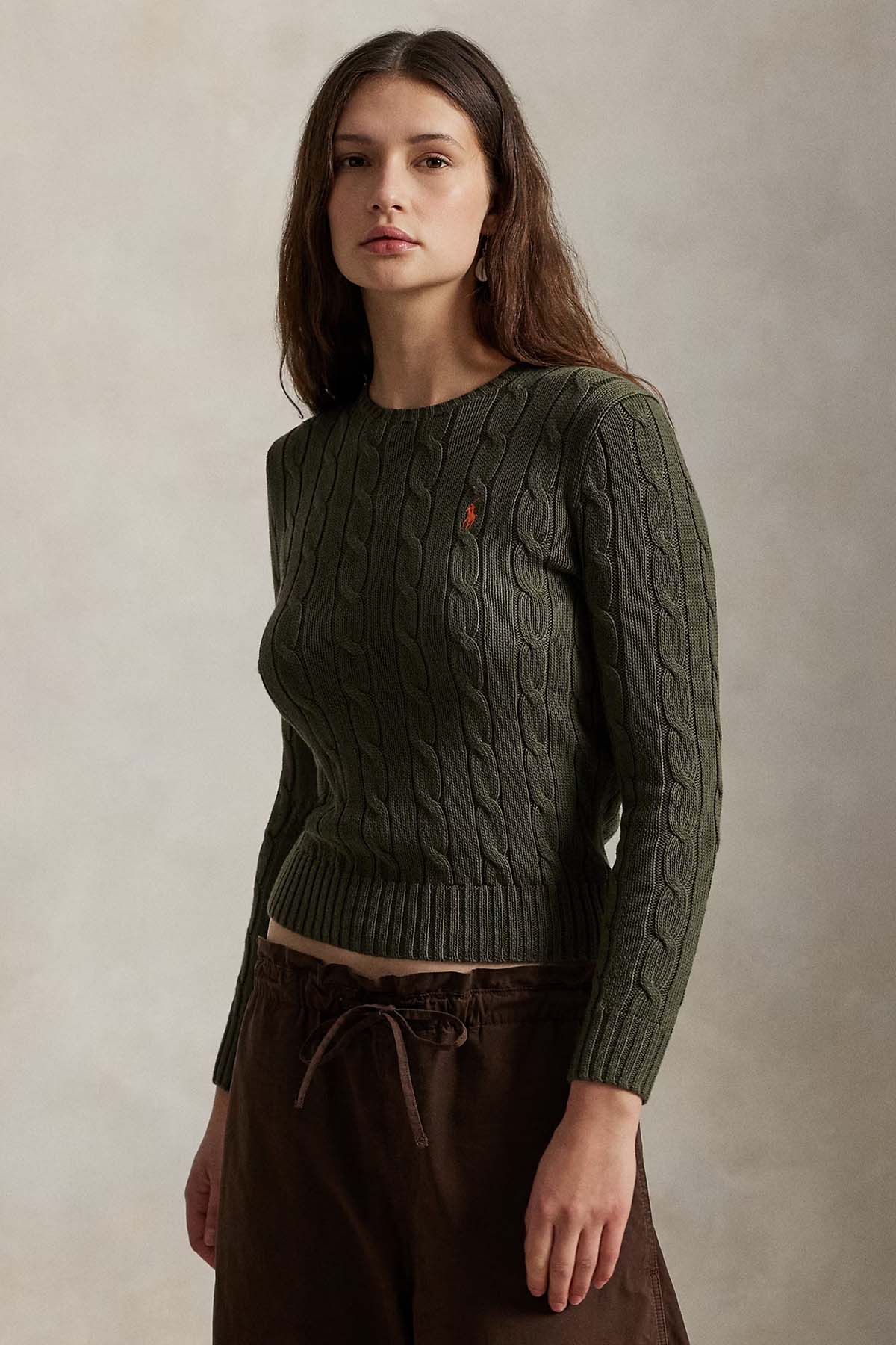 Polo Ralph Lauren Slim Fit Yuvarlak Yaka Saç Örgü Triko