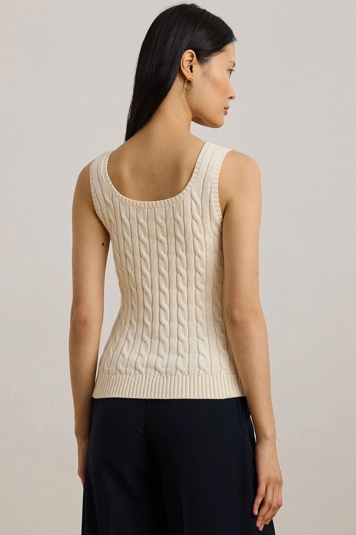 Polo Ralph Lauren Yuvarlak Yaka Saç Örgü Kolsuz Triko