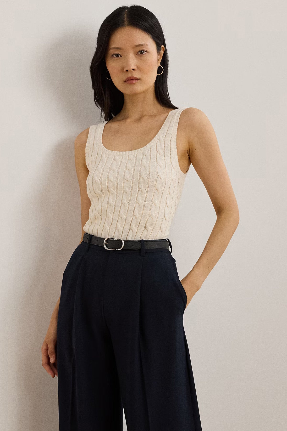 Polo Ralph Lauren Yuvarlak Yaka Saç Örgü Kolsuz Triko