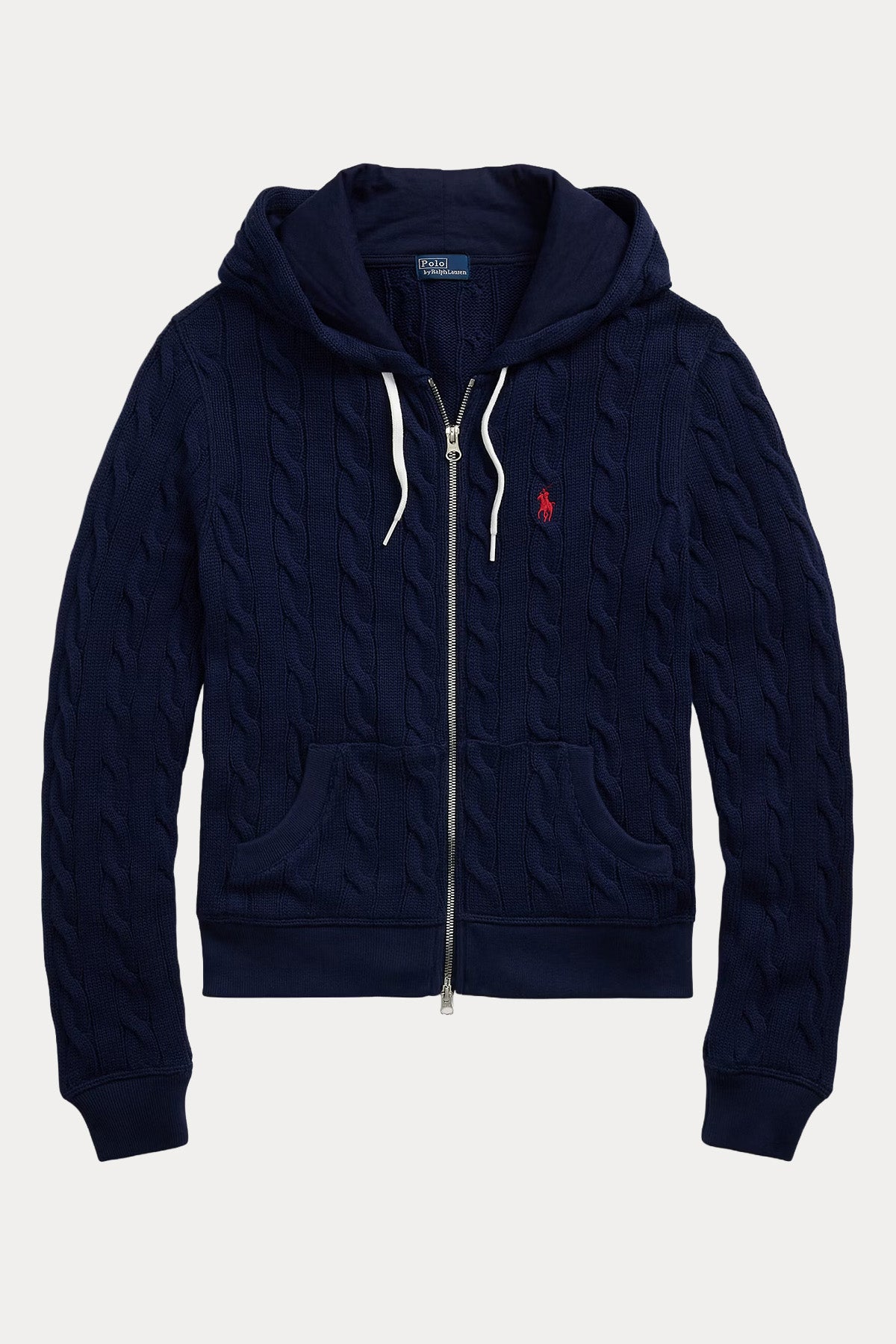 Polo Ralph Lauren Kapüşonlu Saç Örgü Triko Ceket