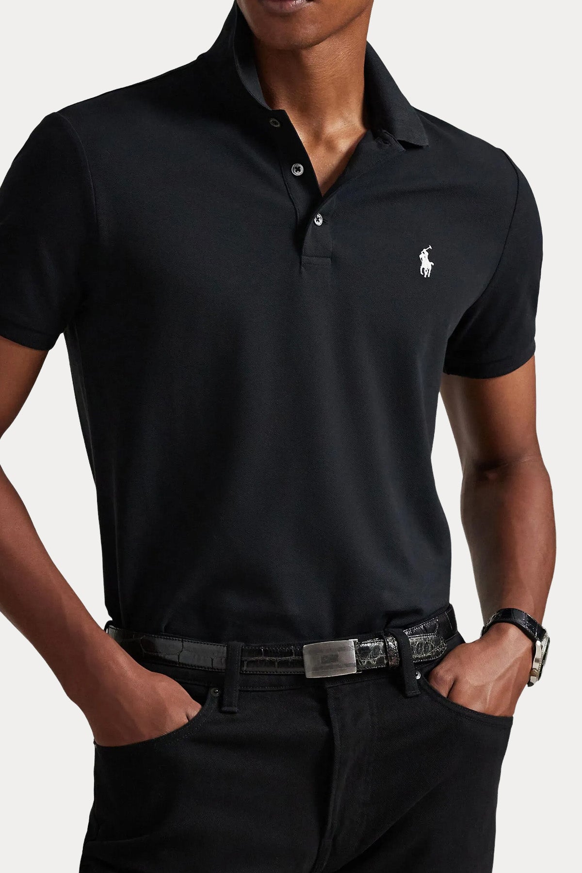 Polo Ralph Lauren Custom Slim Fit Stretch Mesh Polo Yaka T-shirt