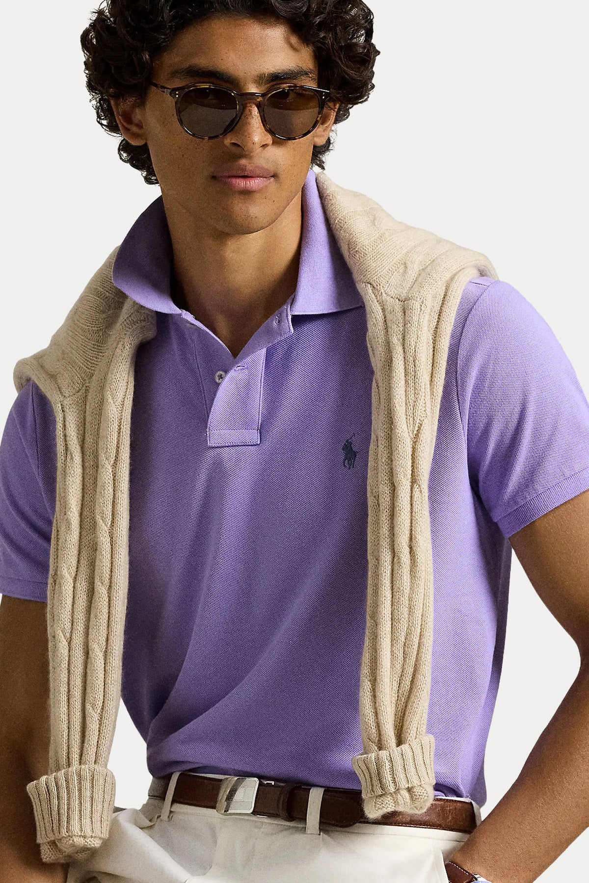 Polo Ralph Lauren Custom Slim Fit Stretch Mesh Polo Yaka T-shirt-T-shirt-Libas