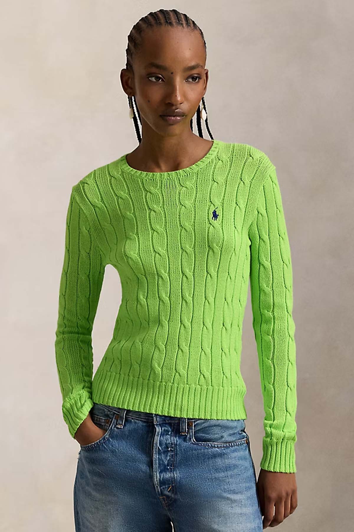 Polo Ralph Lauren Slim Fit Yuvarlak Yaka Saç Örgü Triko