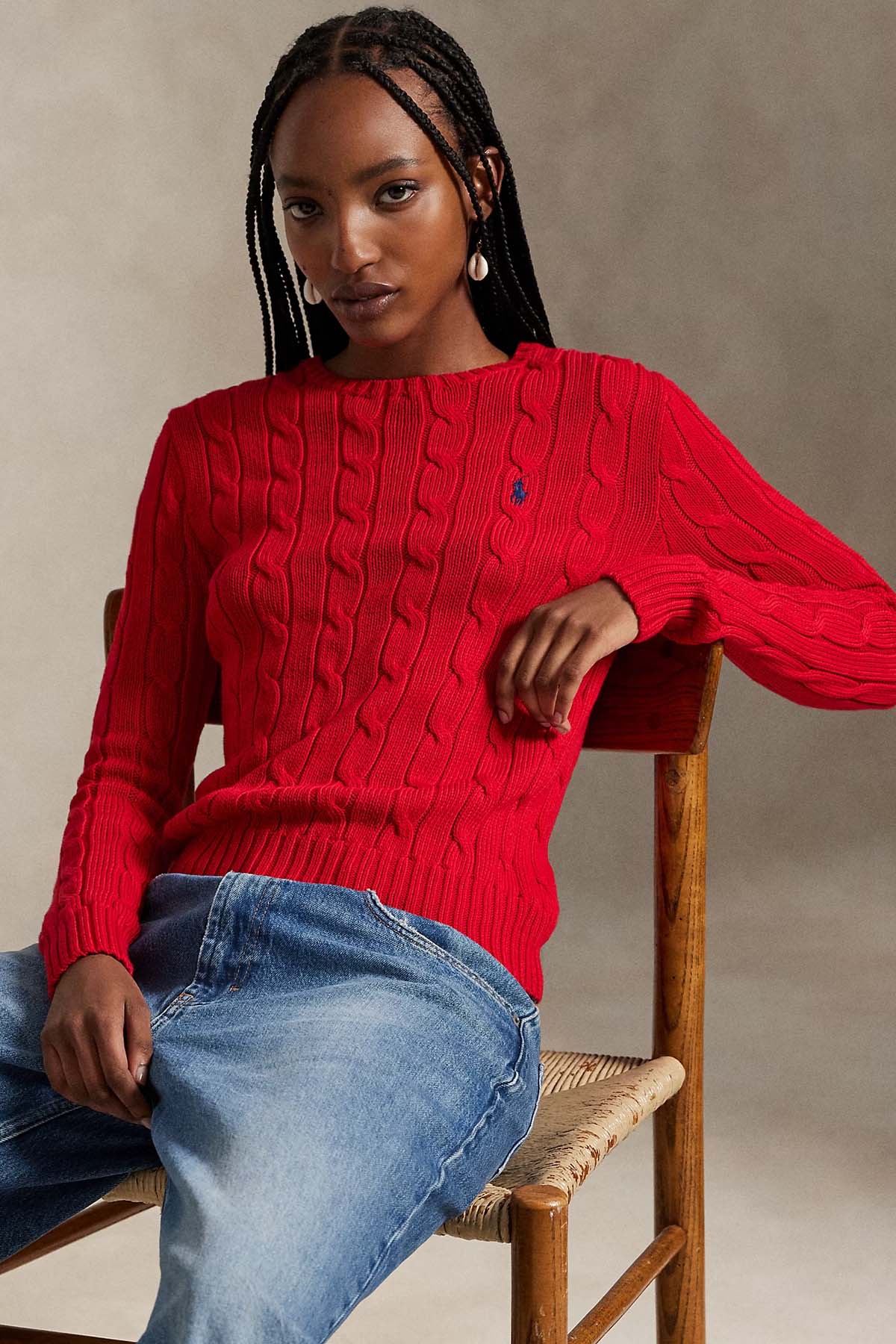 Polo Ralph Lauren Slim Fit Yuvarlak Yaka Saç Örgü Triko