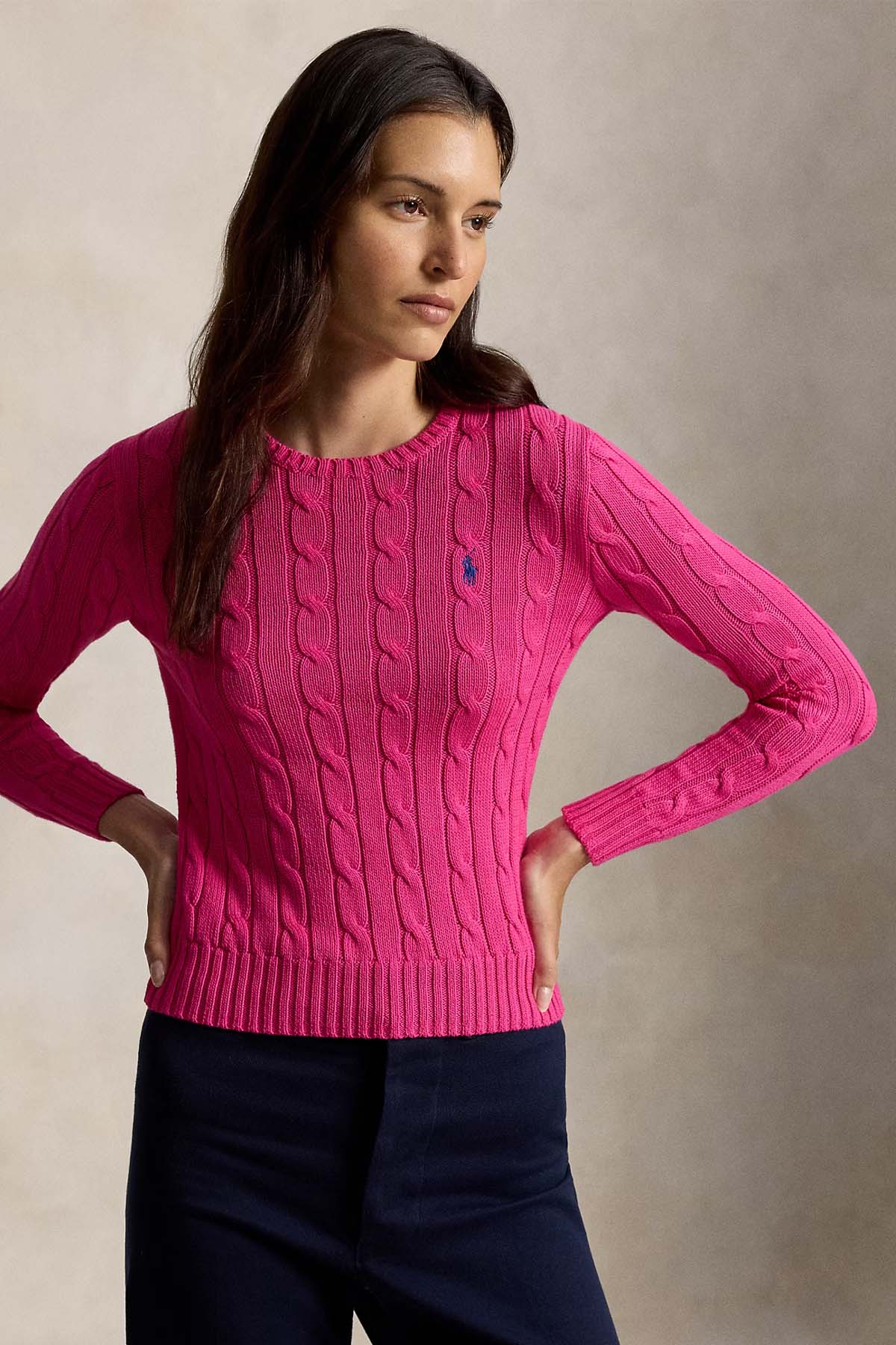 Polo Ralph Lauren Slim Fit Yuvarlak Yaka Saç Örgü Triko