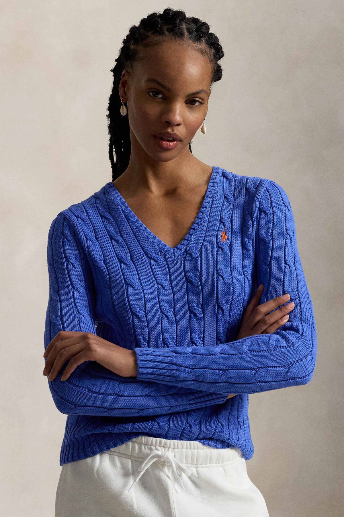 Polo Ralph Lauren Slim Fit V Yaka Saç Örgü Triko