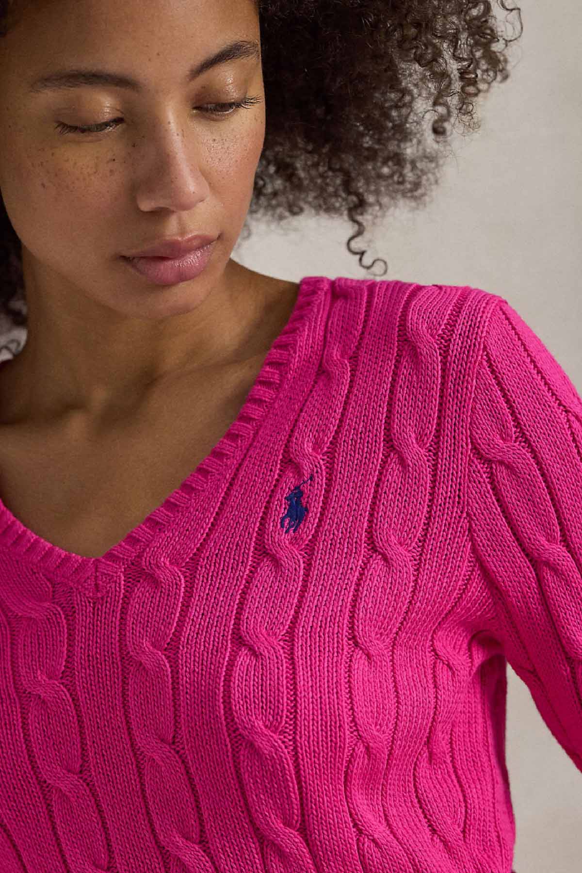 Polo Ralph Lauren Slim Fit V Yaka Saç Örgü Triko-Triko-Libas