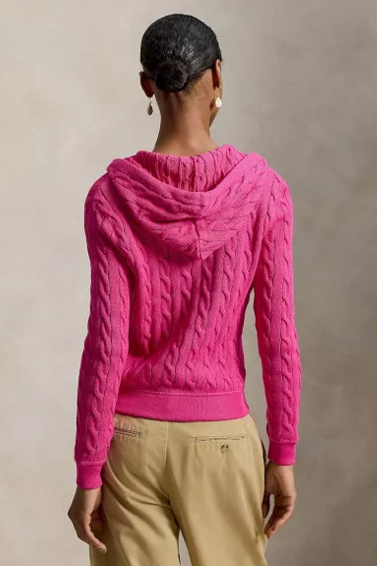 Polo Ralph Lauren Kapüşonlu Saç Örgü Triko Ceket