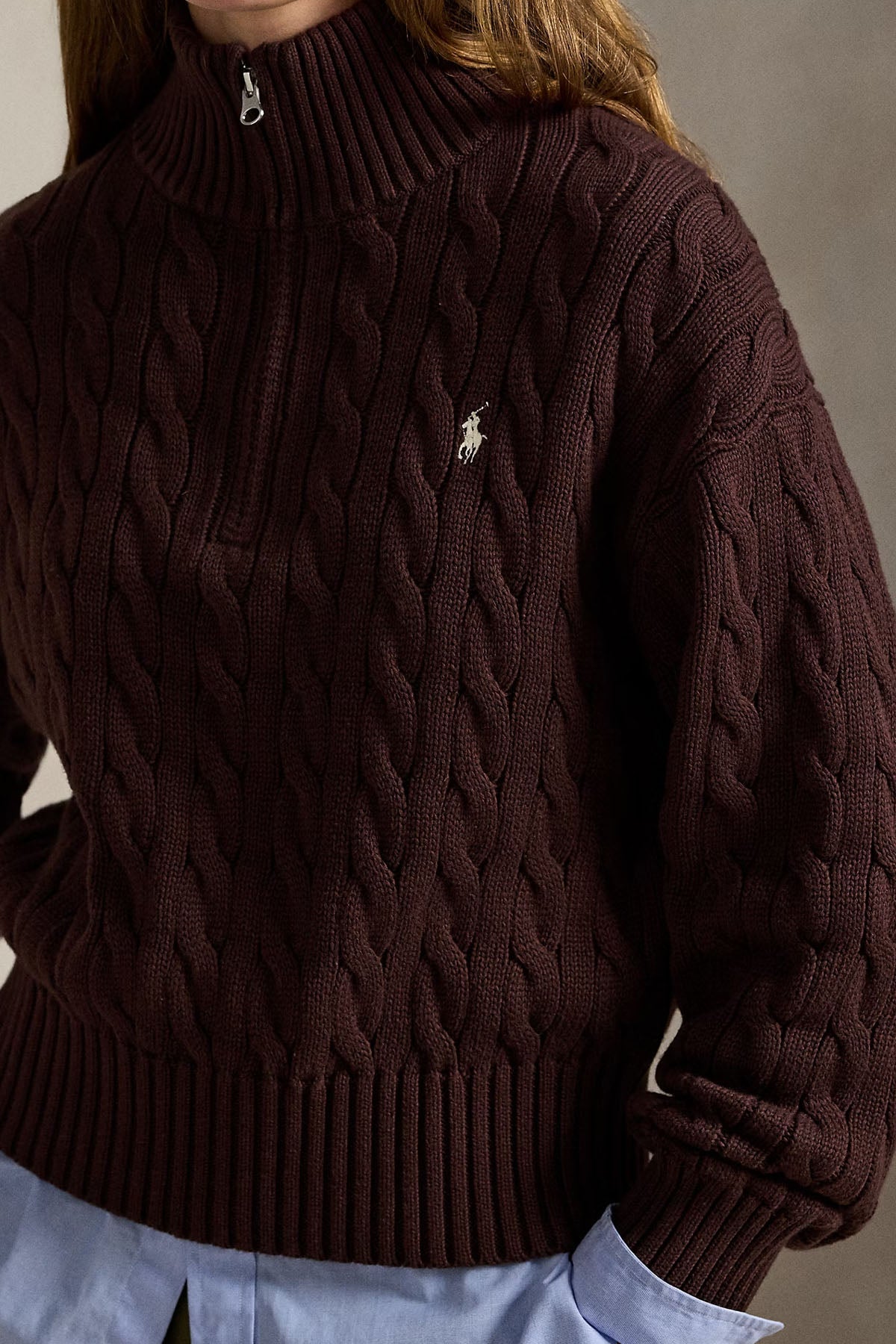 Polo Ralph Lauren Relaxed Fit Perkins Yaka Saç Örgü Triko-Triko-Libas