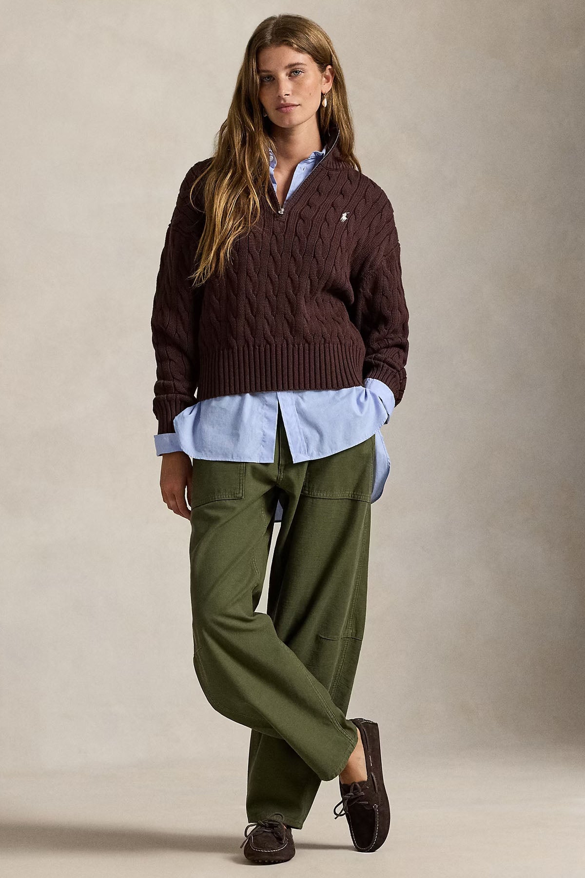 Polo Ralph Lauren Relaxed Fit Perkins Yaka Saç Örgü Triko-Triko-Libas