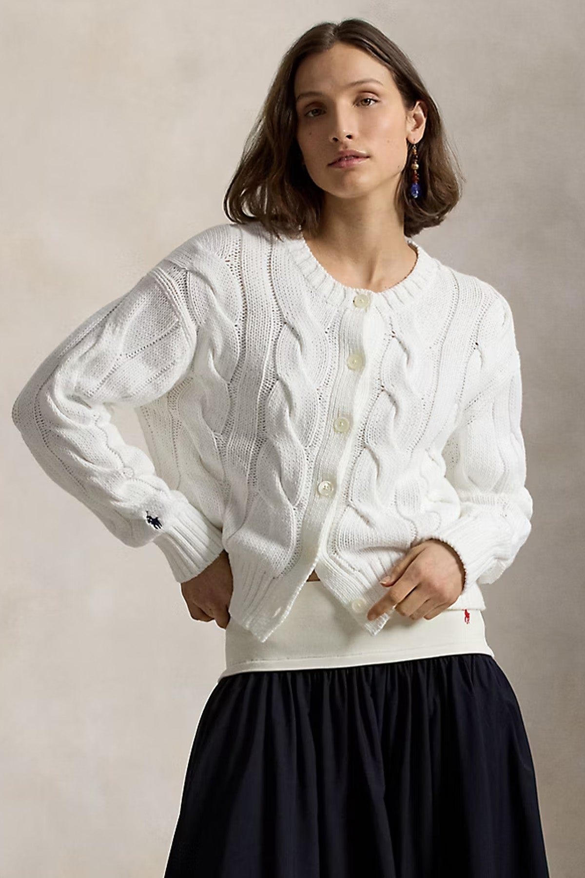 Polo Ralph Lauren Relaxed Fit Saç Örgü Triko Ceket-Ceket-Libas