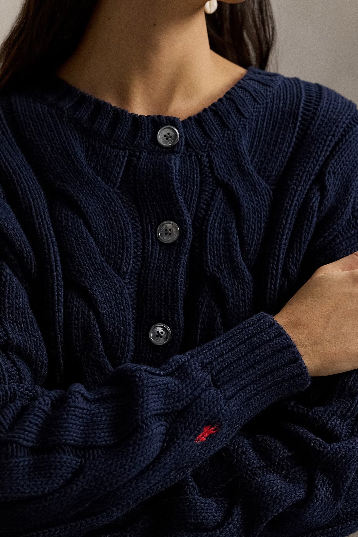 Polo Ralph Lauren Relaxed Fit Saç Örgü Triko Ceket-Ceket-Libas