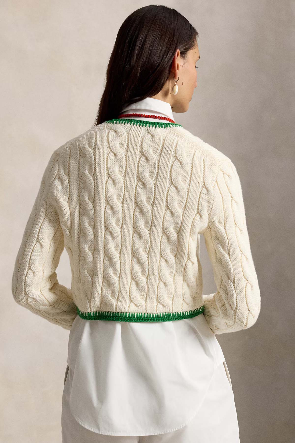 Polo Ralph Lauren Regular Fit Saç Örgü Crop Triko Ceket-Ceket-Libas