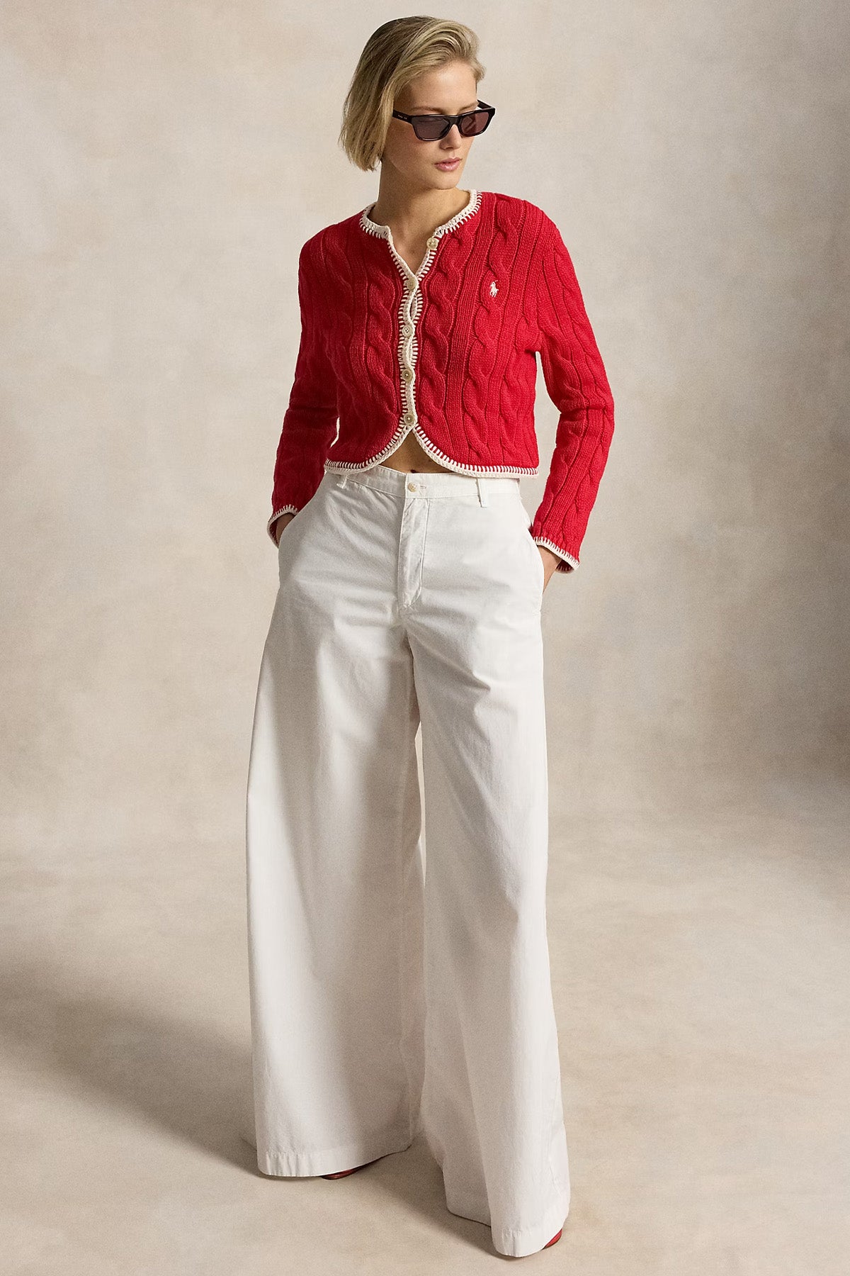 Polo Ralph Lauren Regular Fit Saç Örgü Crop Triko Ceket-Ceket-Libas