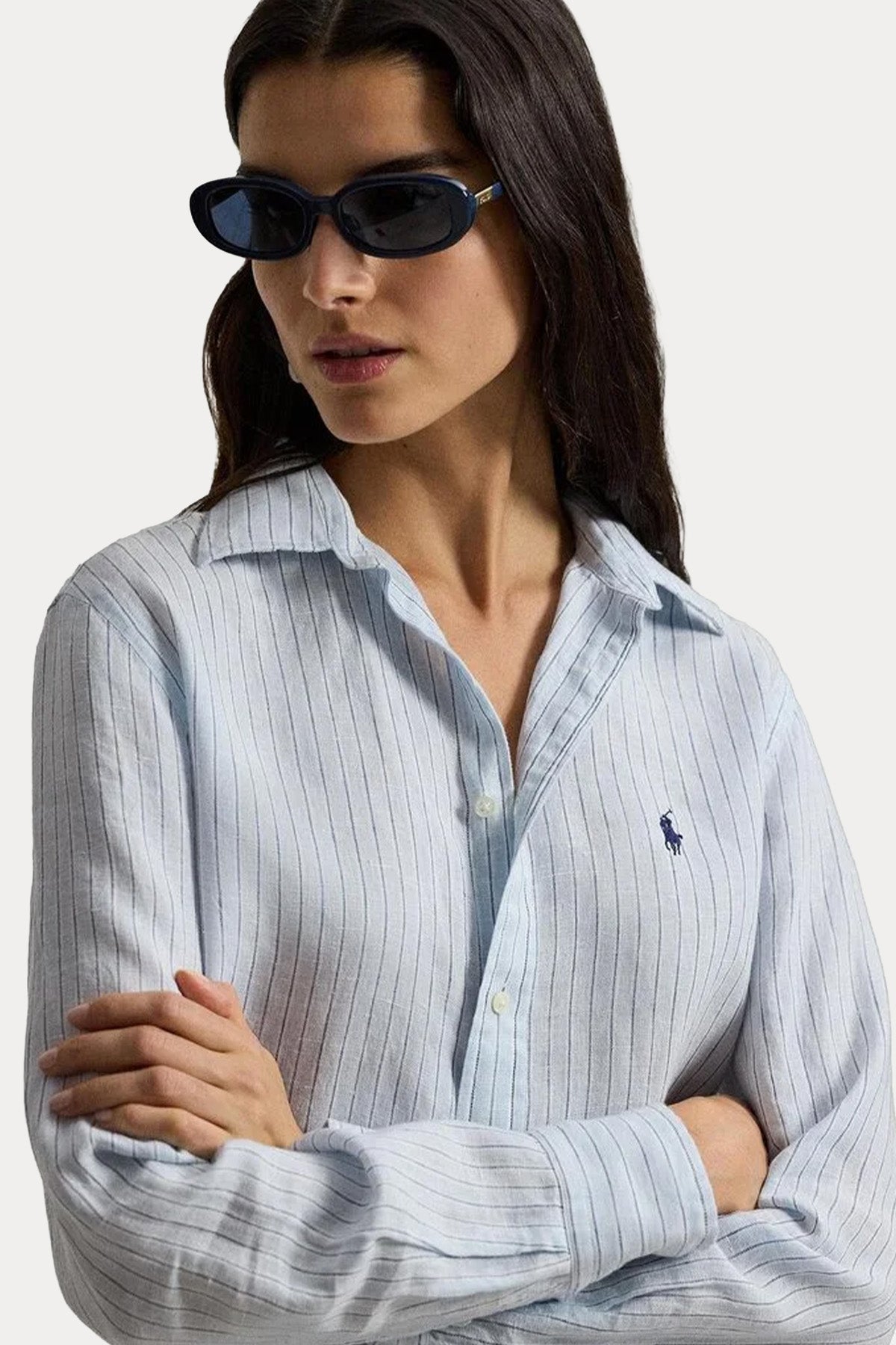 Polo Ralph Lauren Classic Fit Çizgili Keten Gömlek-Gömlek-Libas