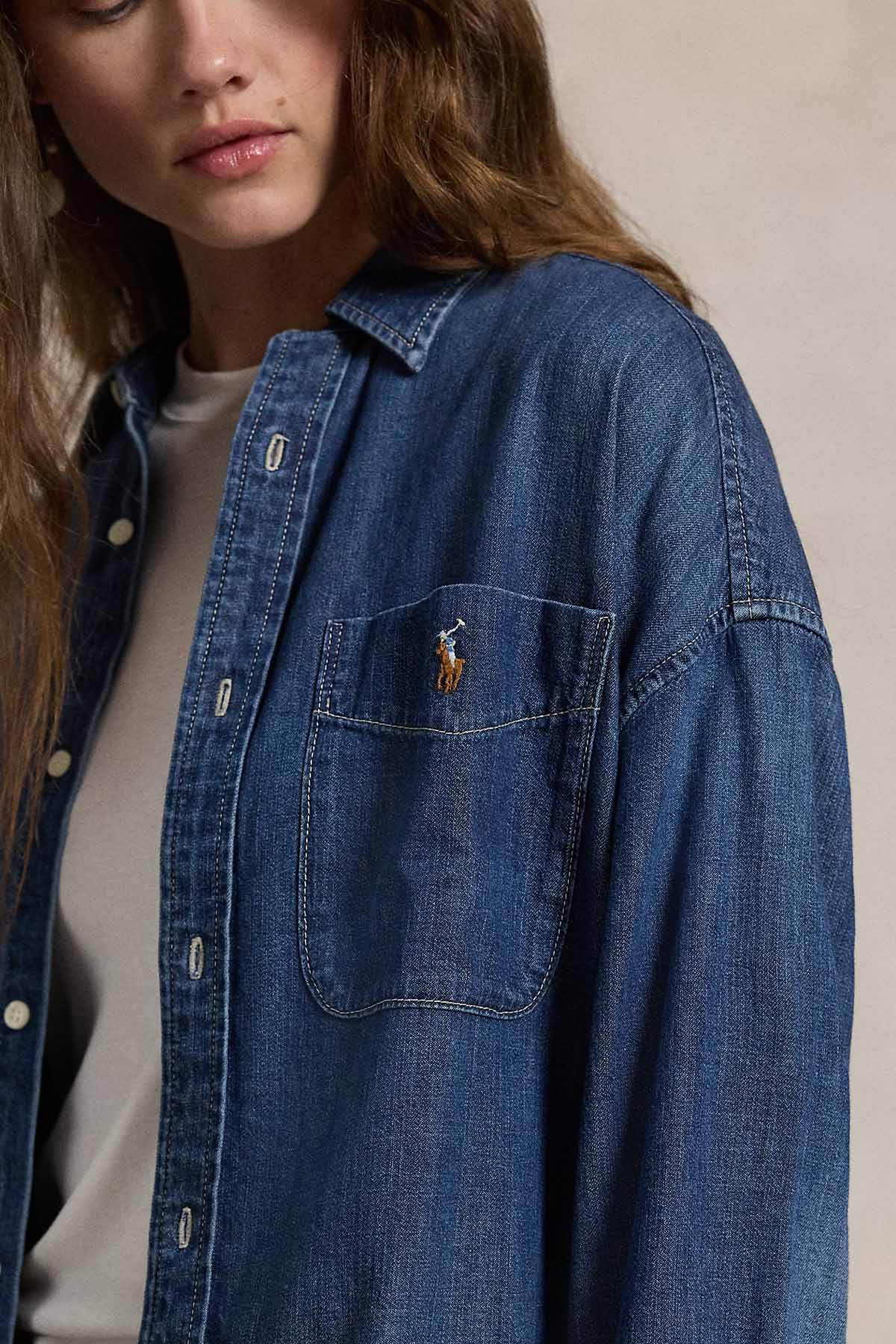 Polo Ralph Lauren Geniş Kesim Spor Cepli Denim Gömlek-Gömlek-Libas