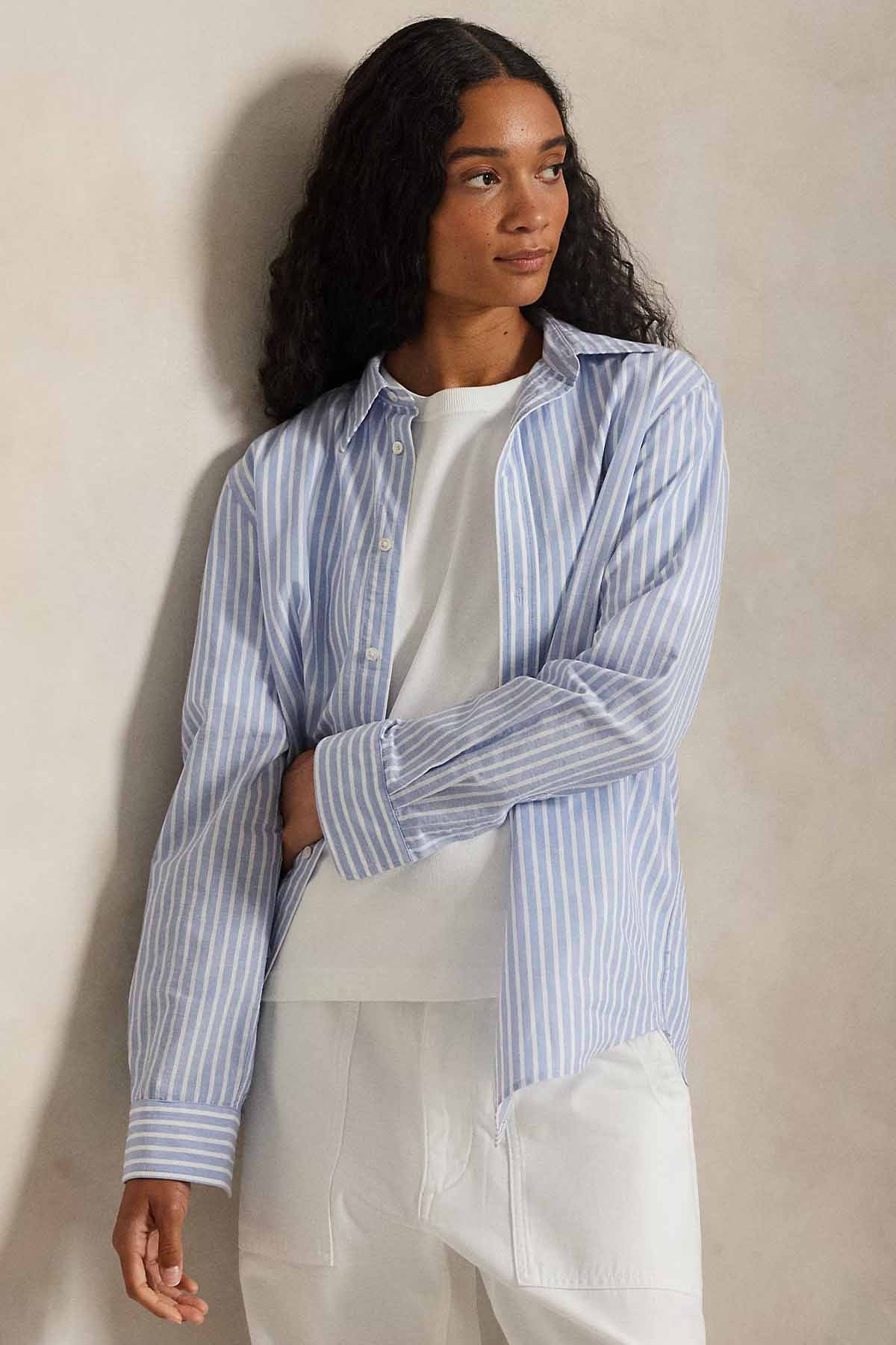 Polo Ralph Lauren Classic Fit Çizgili Keten Gömlek-Gömlek-Libas