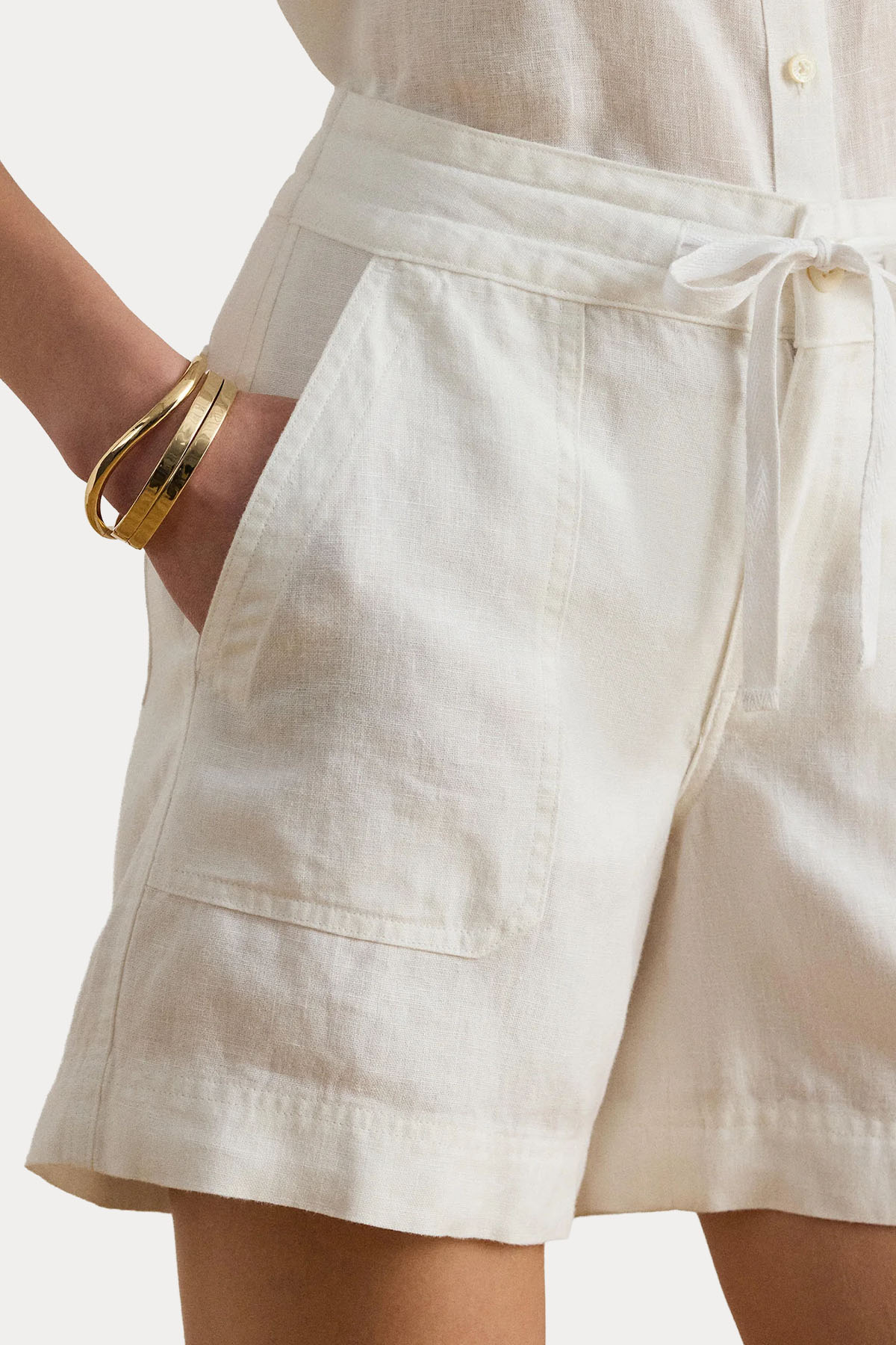 Polo Ralph Lauren Regular Fit İp Bağlamalı Keten Şort-Şort-Libas
