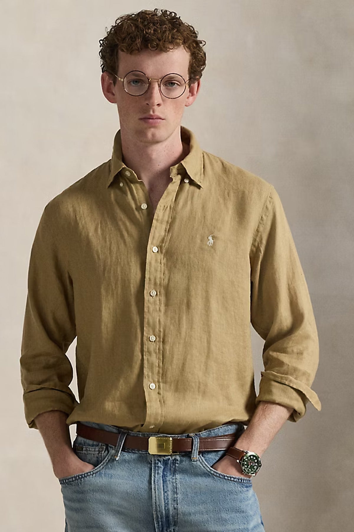 Polo Ralph Lauren Custom Fit Keten Gömlek-Gömlek-Libas