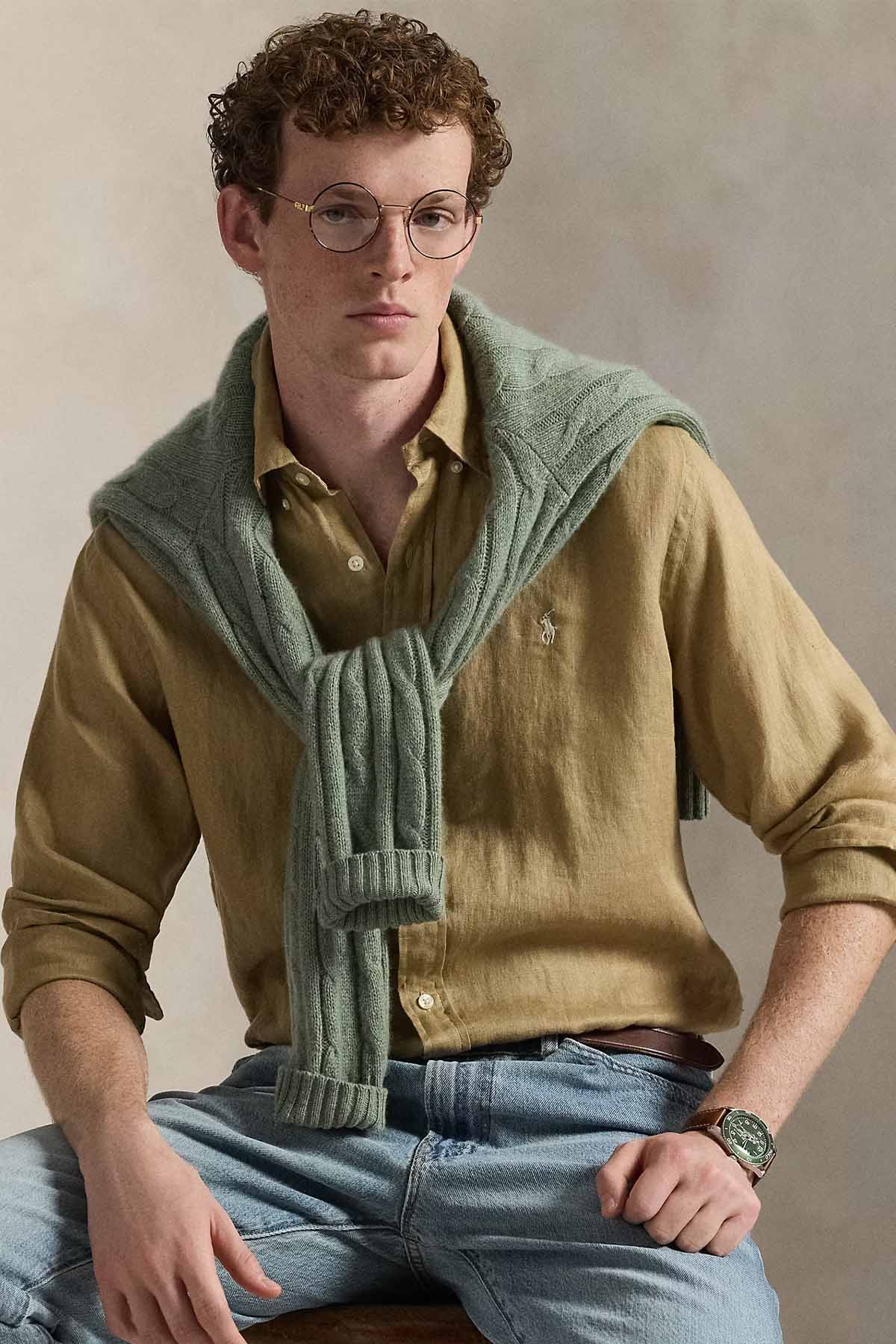 Polo Ralph Lauren Custom Fit Keten Gömlek-Gömlek-Libas