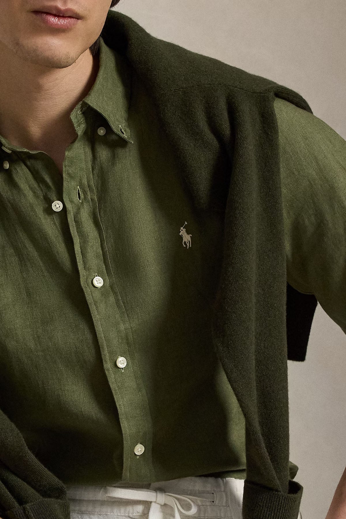 Polo Ralph Lauren Custom Fit Keten Gömlek-Gömlek-Libas