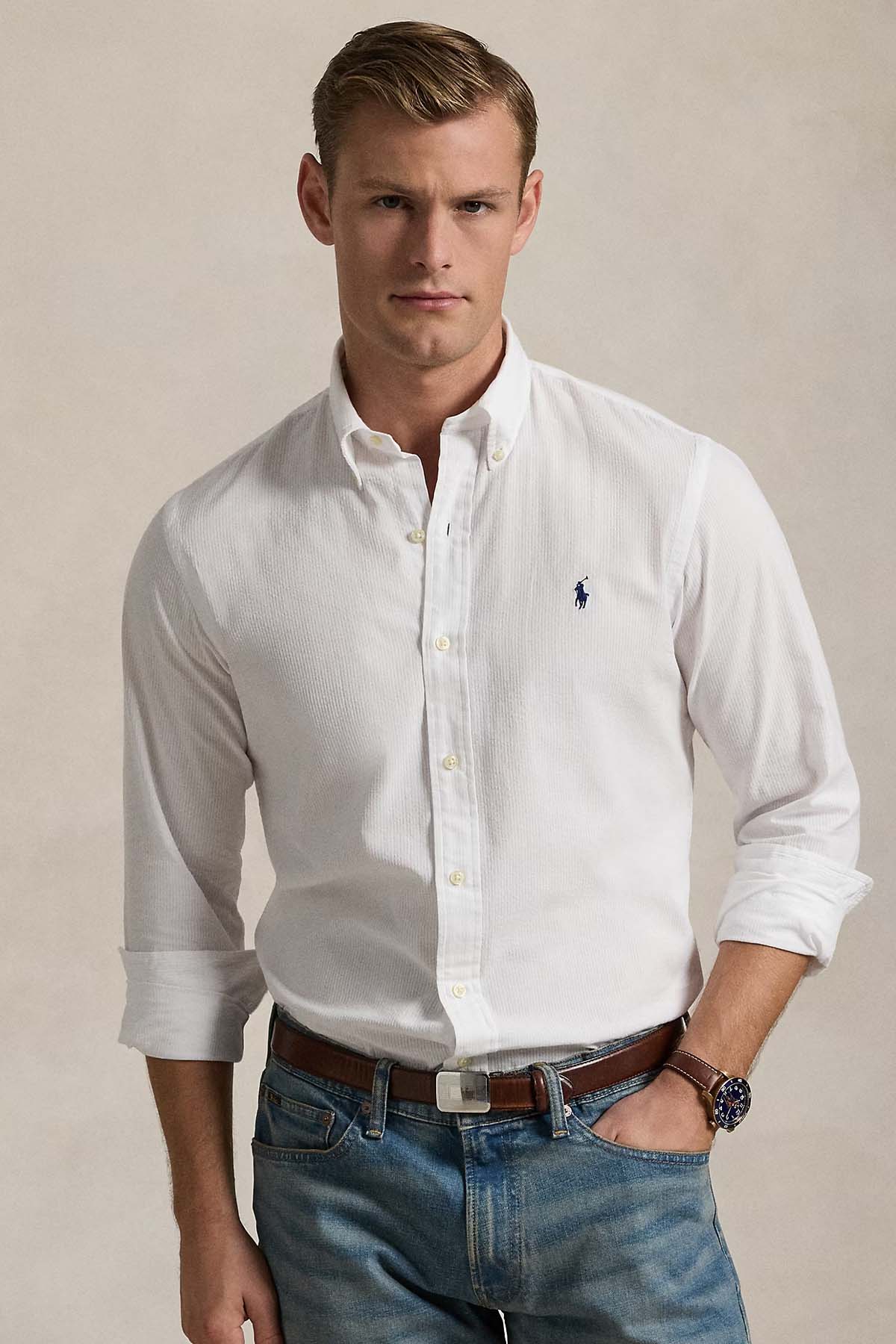 Polo Ralph Lauren Custom Fit Gofre Kumaş Gömlek-Gömlek-Libas