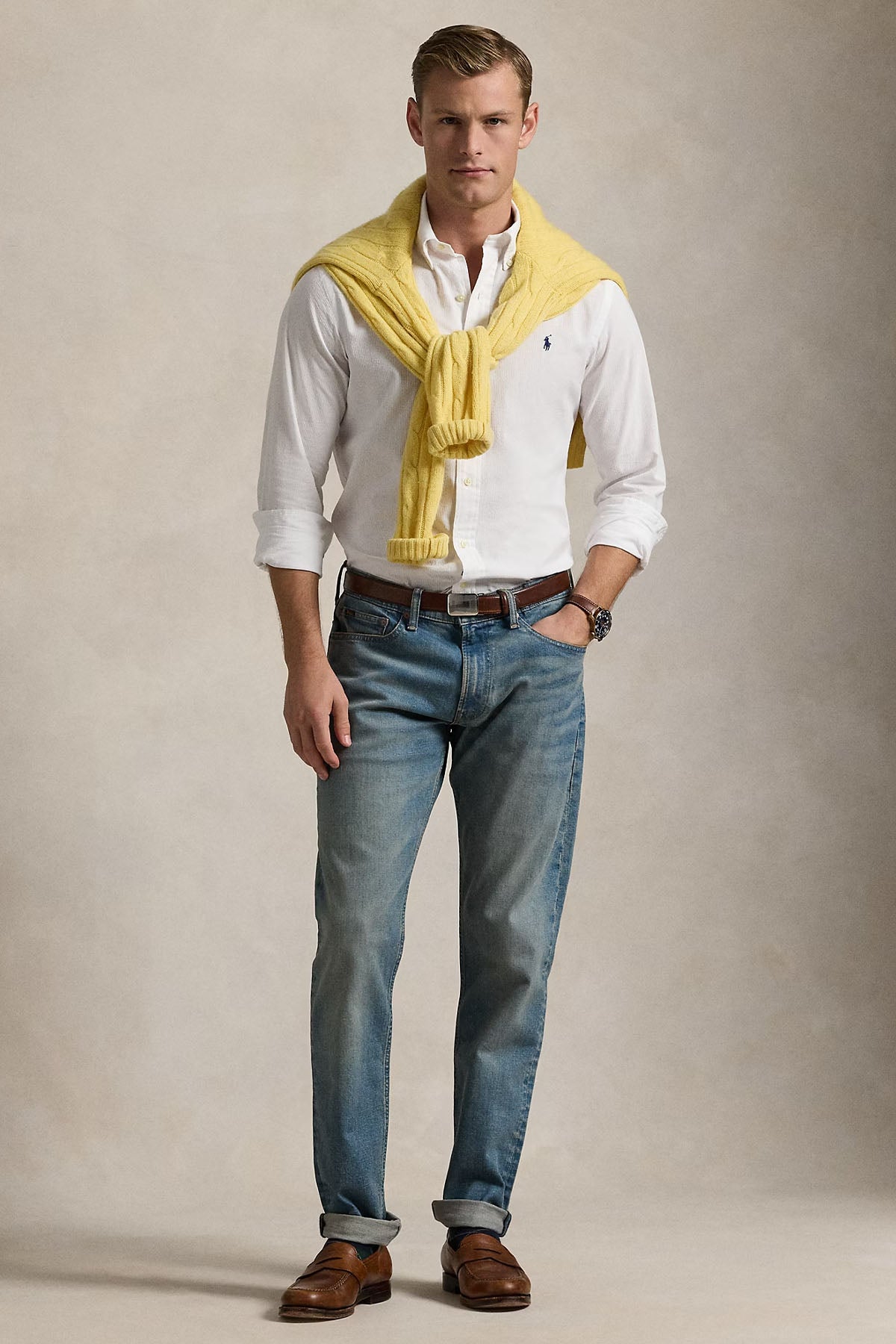 Polo Ralph Lauren Custom Fit Gofre Kumaş Gömlek-Gömlek-Libas