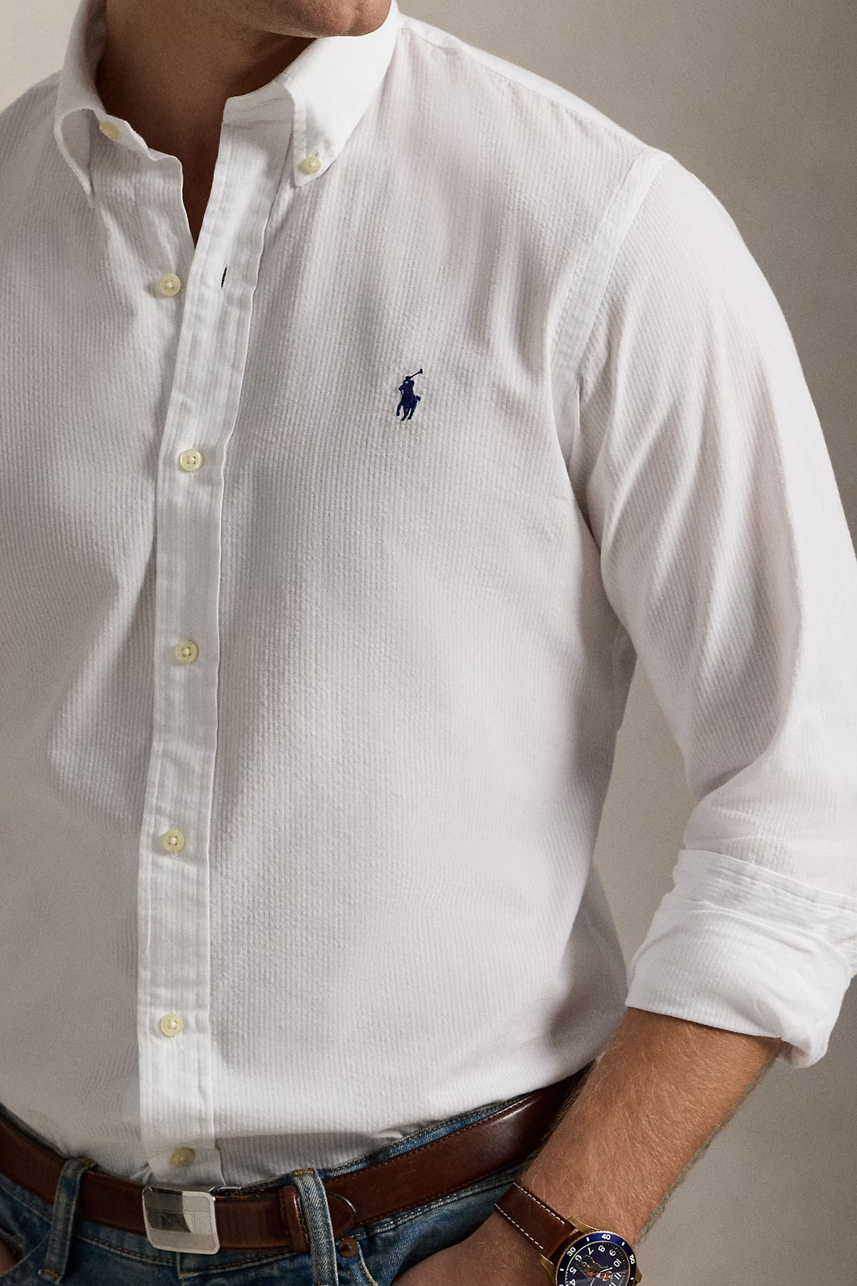 Polo Ralph Lauren Custom Fit Gofre Kumaş Gömlek-Gömlek-Libas
