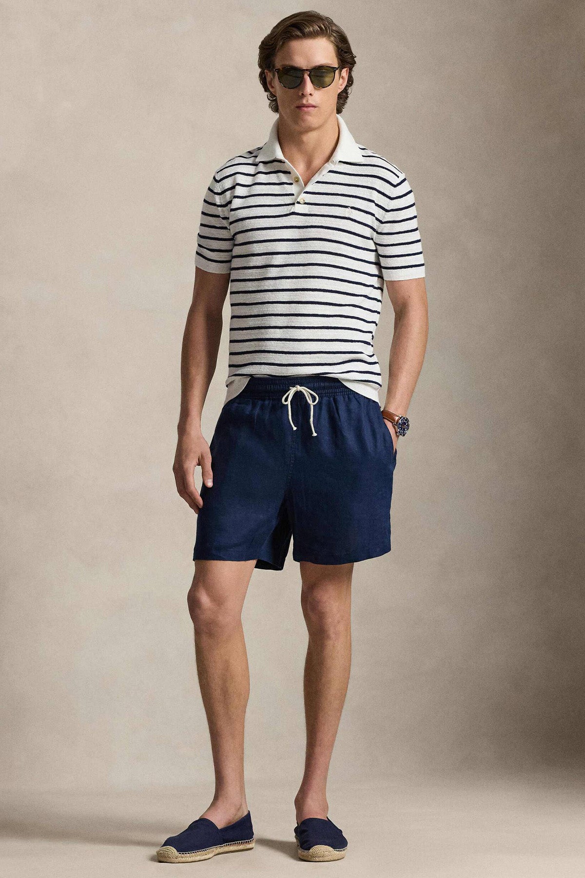 Polo Ralph Lauren Regular Fit Çizgili Polo Yaka Örgü Keten Triko-Triko-Libas