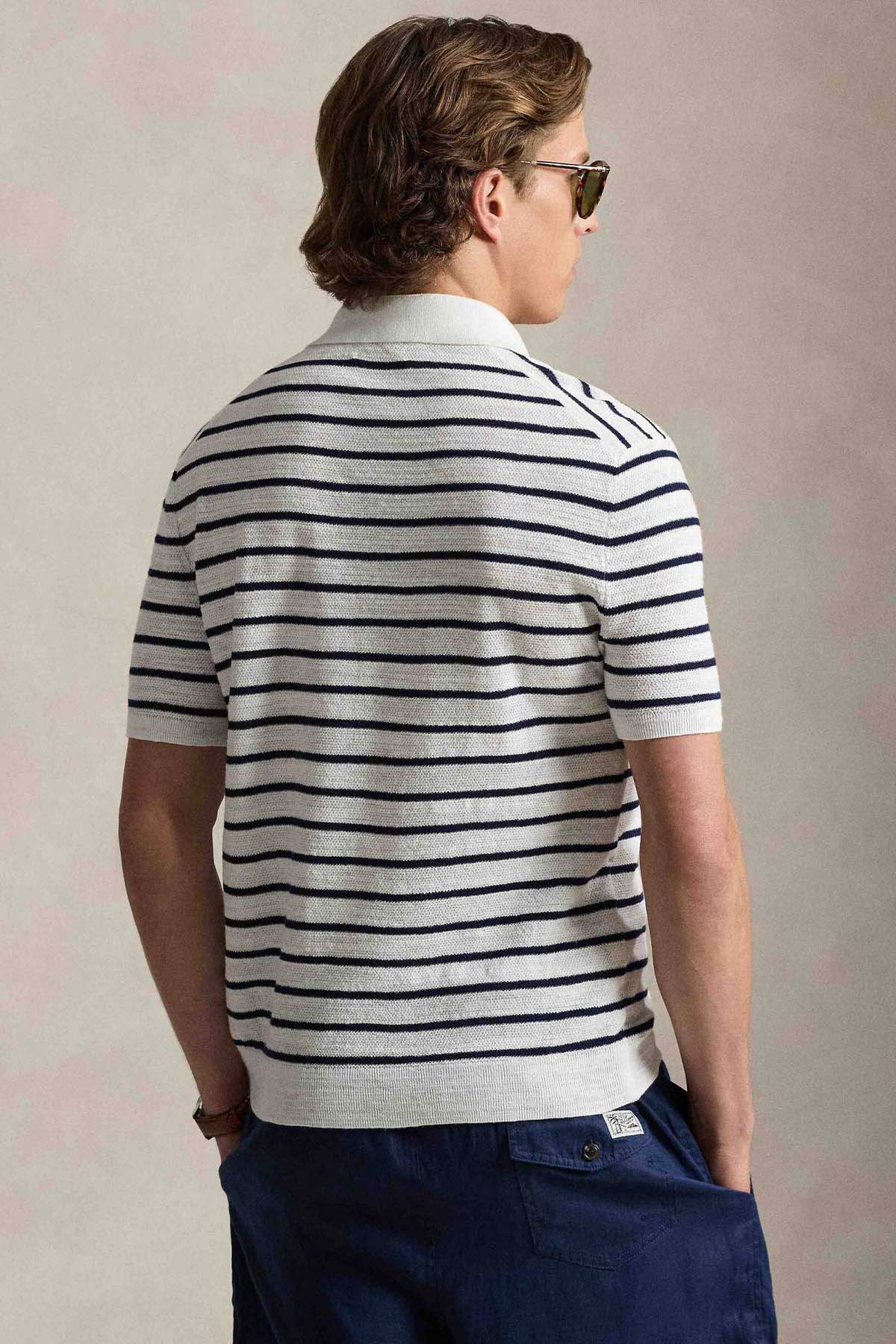 Polo Ralph Lauren Regular Fit Çizgili Polo Yaka Örgü Keten Triko-Triko-Libas