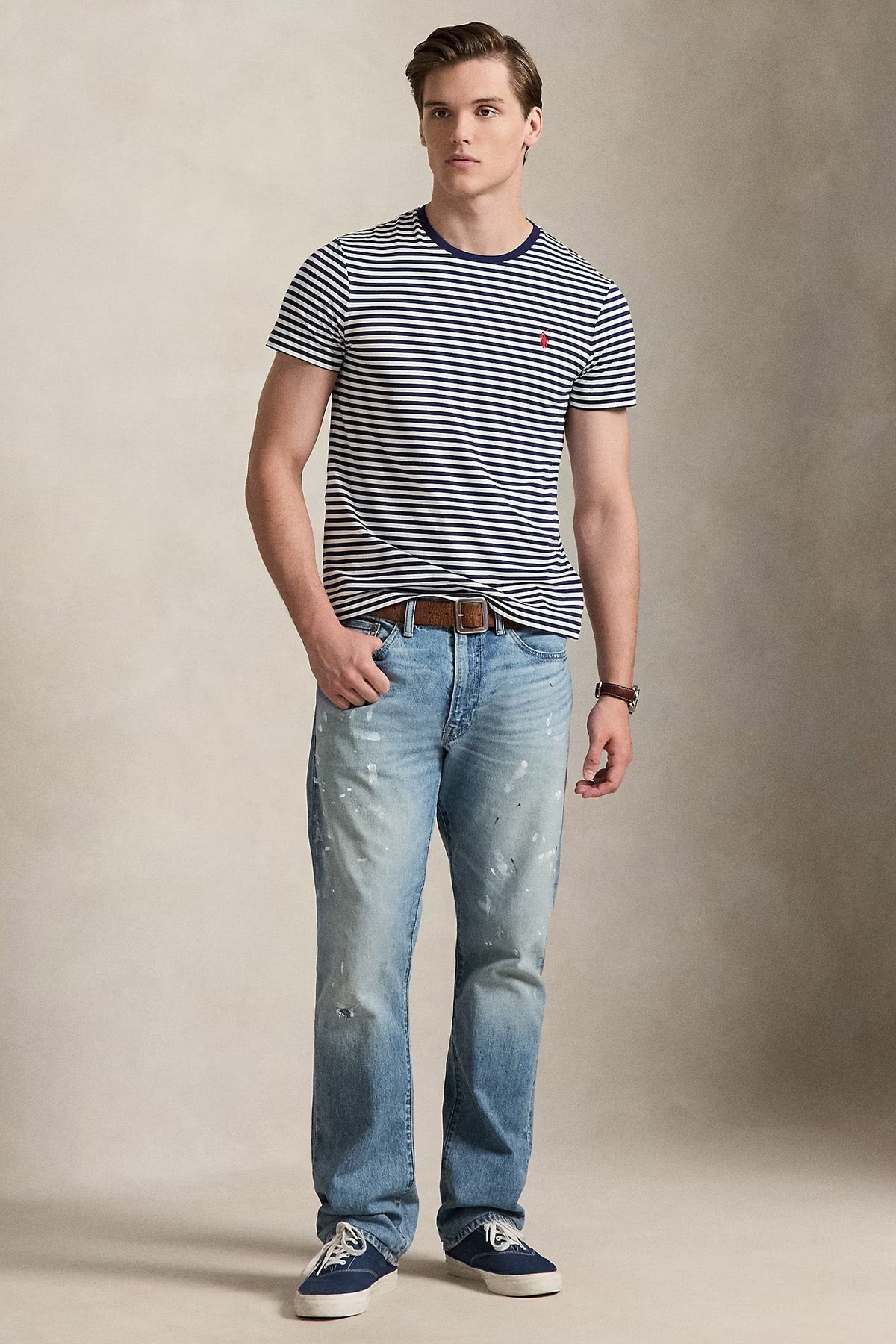 Polo Ralph Lauren Custom Slim Fit Çizgili T-shirt-T-shirt-Libas