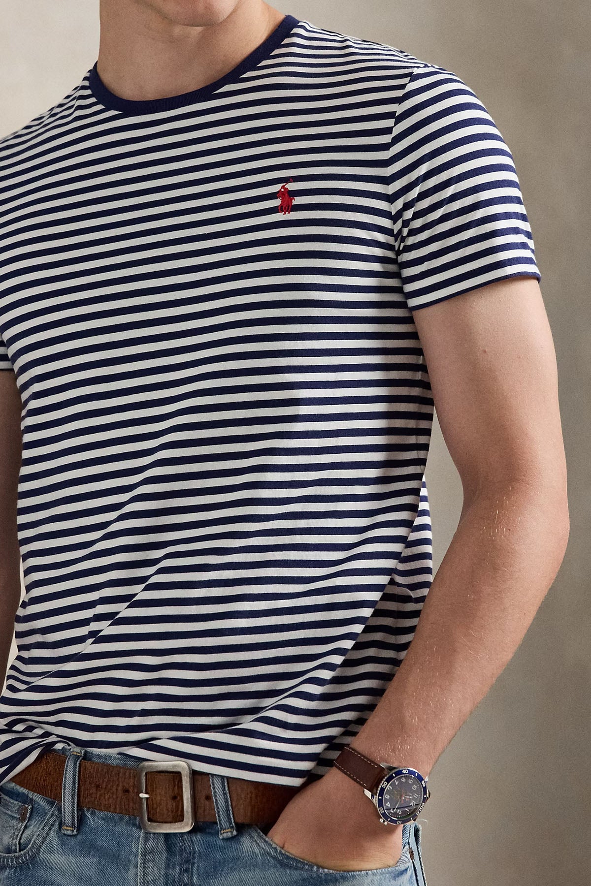 Polo Ralph Lauren Custom Slim Fit Çizgili T-shirt-T-shirt-Libas