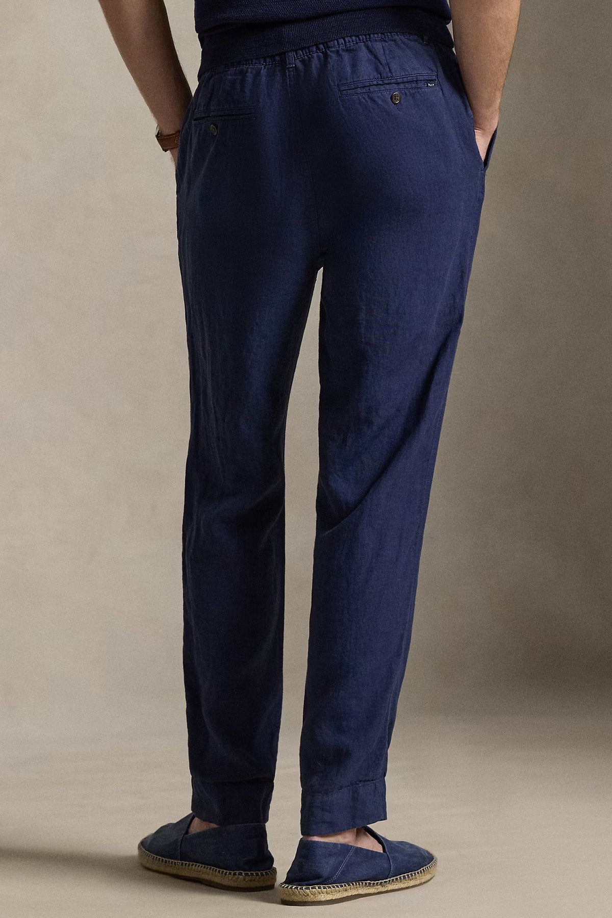 Polo Ralph Lauren Slim Tapered Fit Beli Lastikli Tek Pile Keten Pantolon-Pantolon-Libas