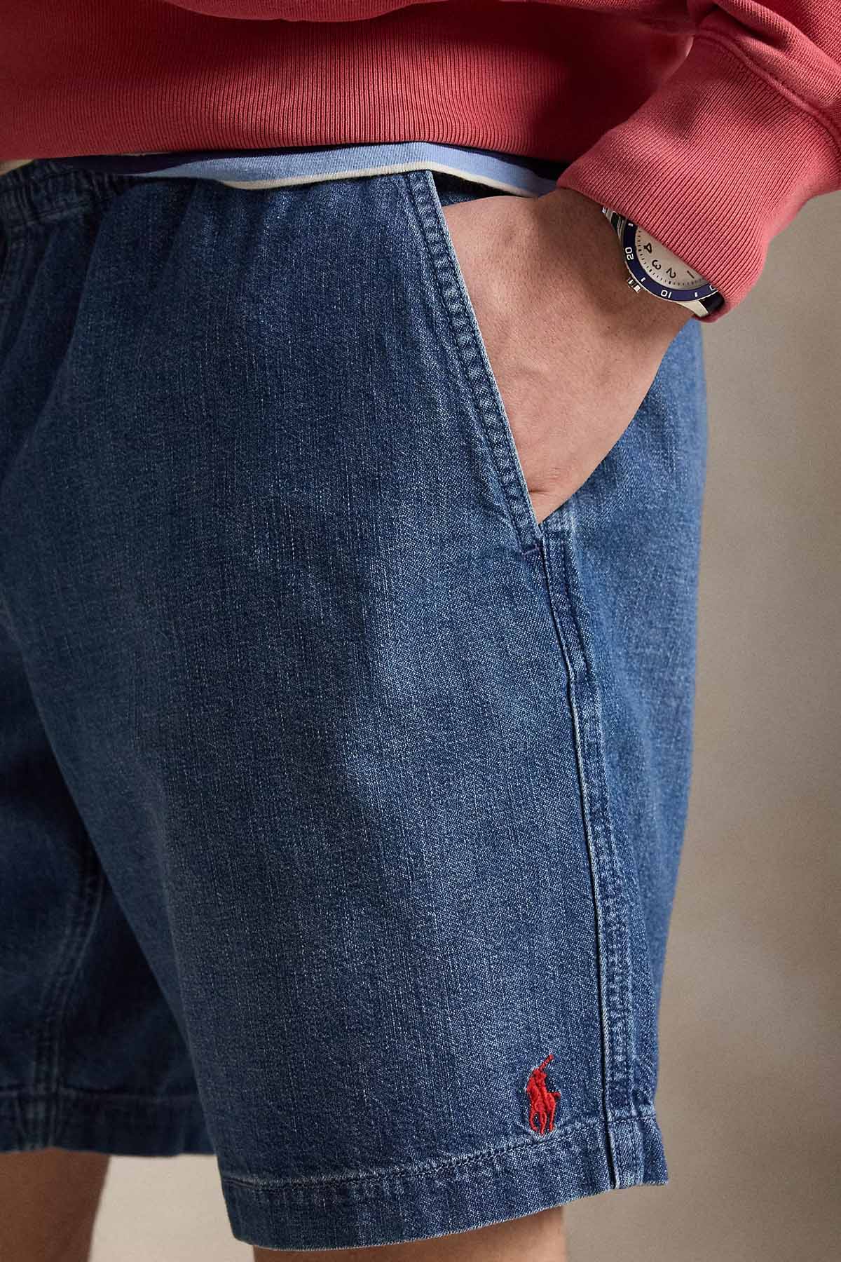 Polo Ralph Lauren Classic Fit Beli Lastikli Denim Şort-Şort-Libas