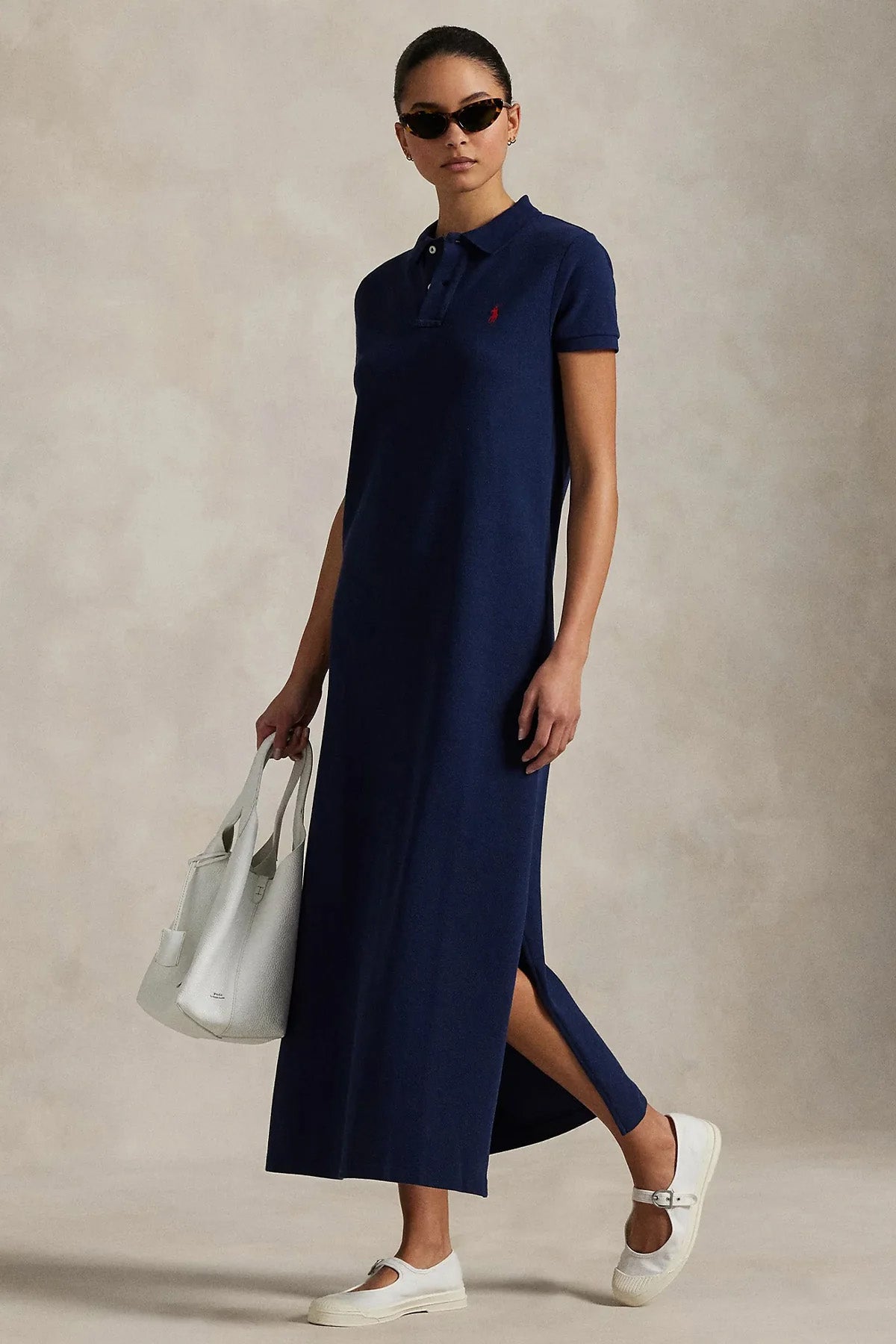 Polo Ralph Lauren Relaxed Fit Polo Yaka Maxi T-shirt Elbise