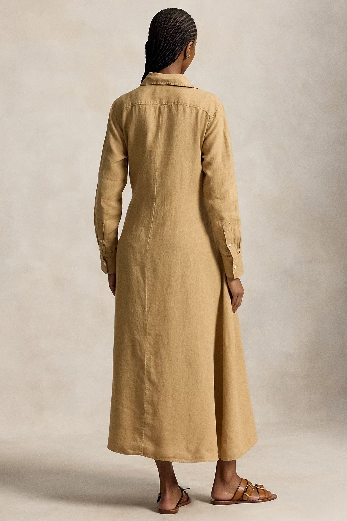 Polo Ralph Lauren Kemerli Keten Midi Gömlek Elbise