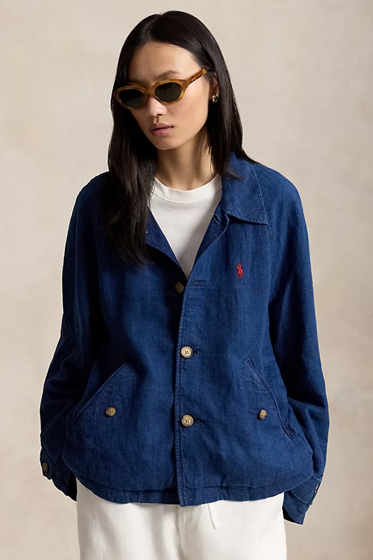 Polo Ralph Lauren Geniş Kesim Pony Logolu Keten Ceket