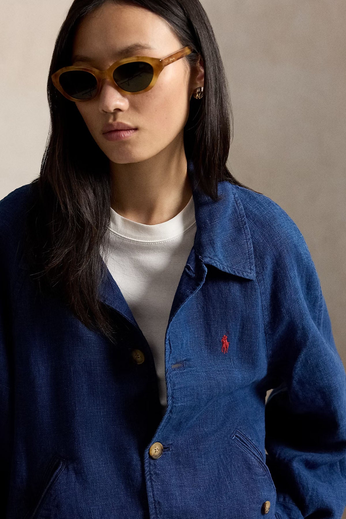 Polo Ralph Lauren Geniş Kesim Pony Logolu Keten Ceket