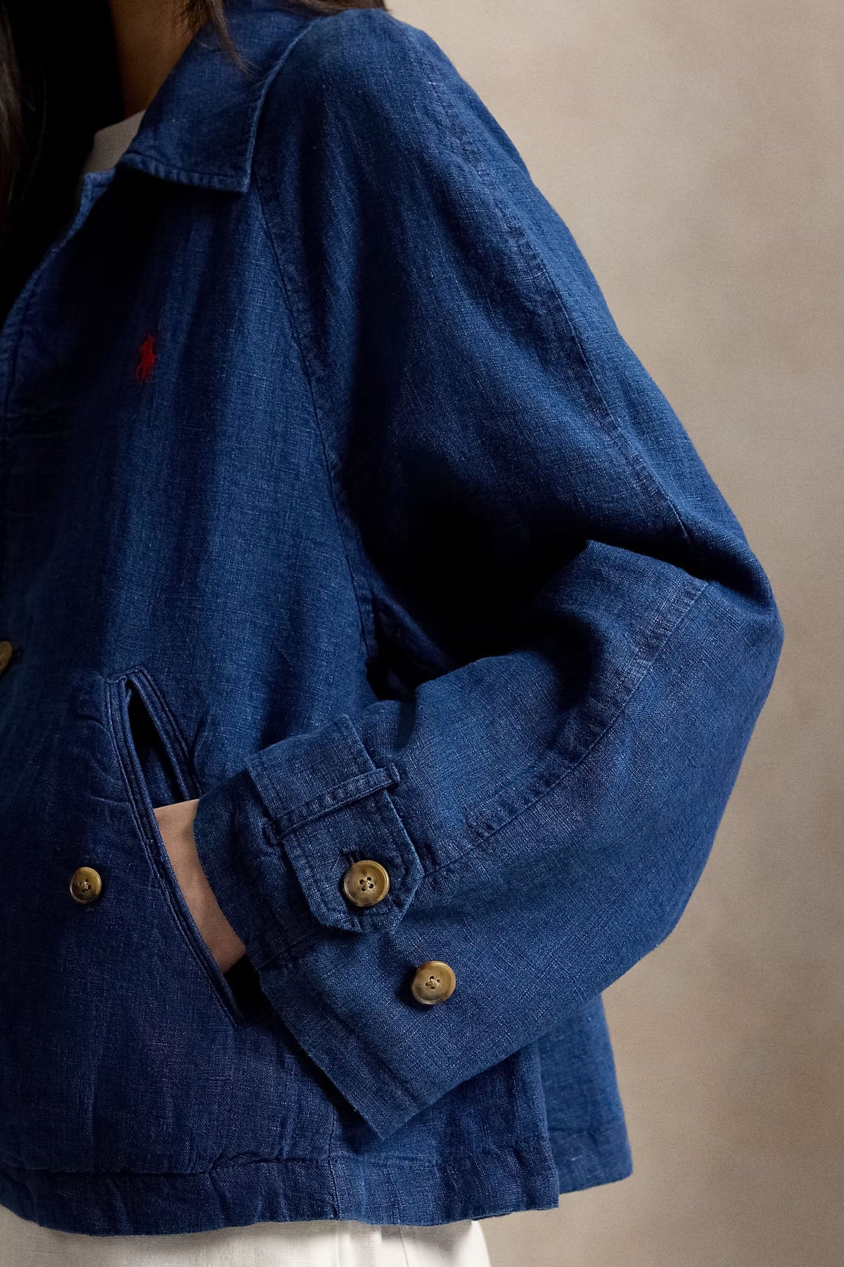 Polo Ralph Lauren Geniş Kesim Pony Logolu Keten Ceket