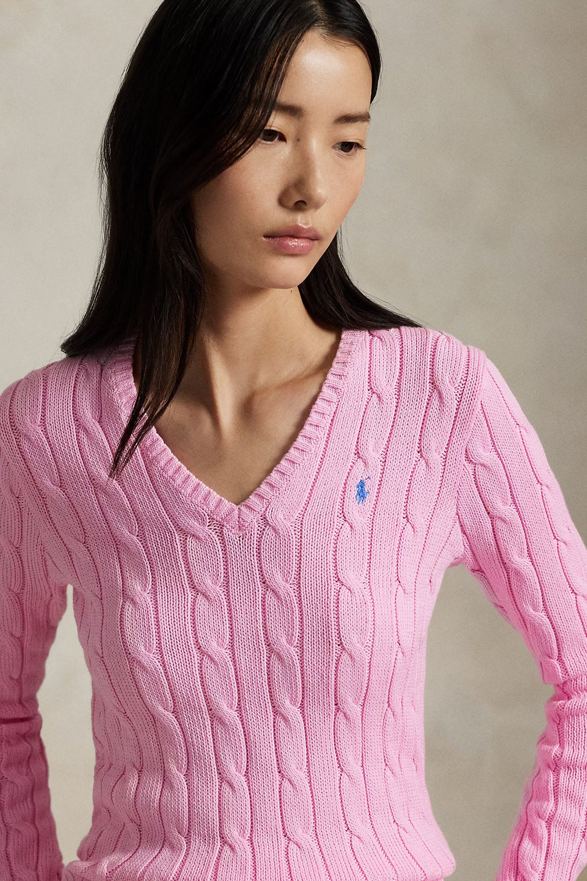 Polo Ralph Lauren Slim Fit V Yaka Saç Örgü Triko