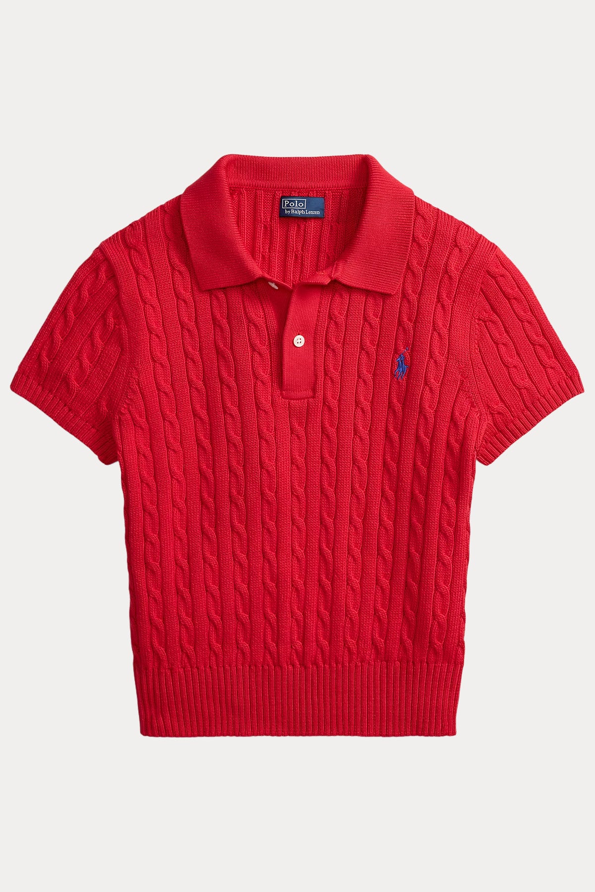 Polo Ralph Lauren Slightly Cropped Fit Polo Yaka Saç Örgü Triko