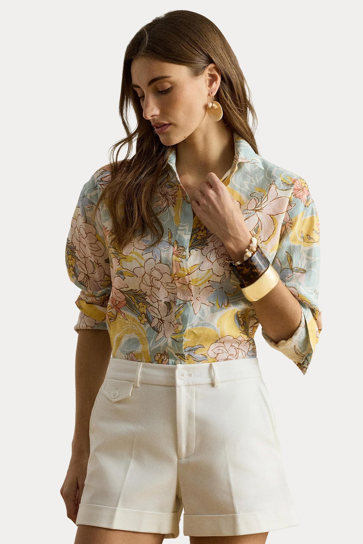 Polo Ralph Lauren Relaxed Fit Çiçek Desenli Keten Gömlek