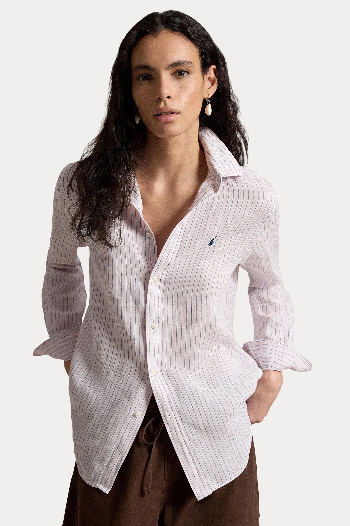 Polo Ralph Lauren Classic Fit Çizgili Keten Gömlek