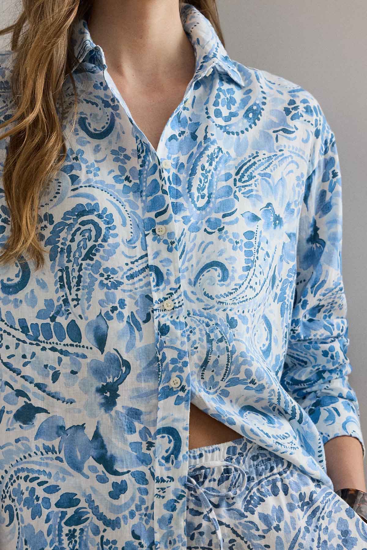 Polo Ralph Lauren Relaxed Fit Paisley Desenli Keten Gömlek