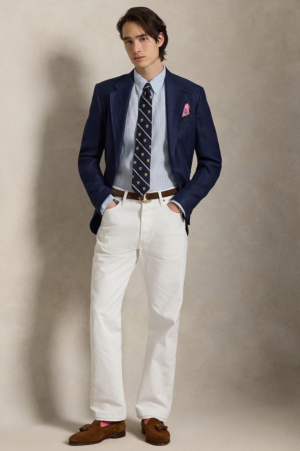 Polo Ralph Lauren Custom Fit Çizgili Keten Gömlek